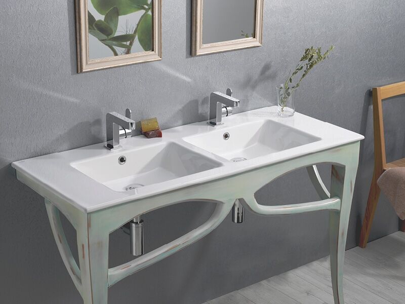 Etajerli Lavabo, İbiza, 121x51 cm (Çift Hazneli)