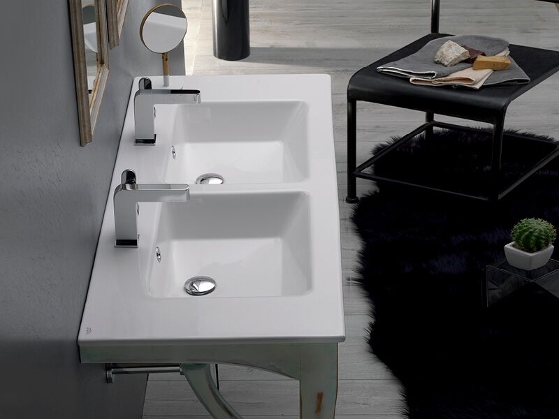Etajerli Lavabo, İbiza, 121x51 cm (Çift Hazneli)