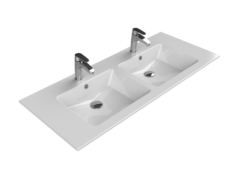 Etajerli Lavabo, İbiza, 121x51 cm (Çift Hazneli)