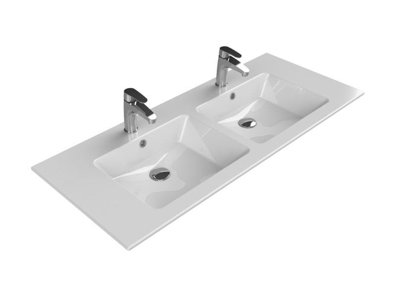 Etajerli Lavabo, İbiza, 121x51 cm (Çift Hazneli)