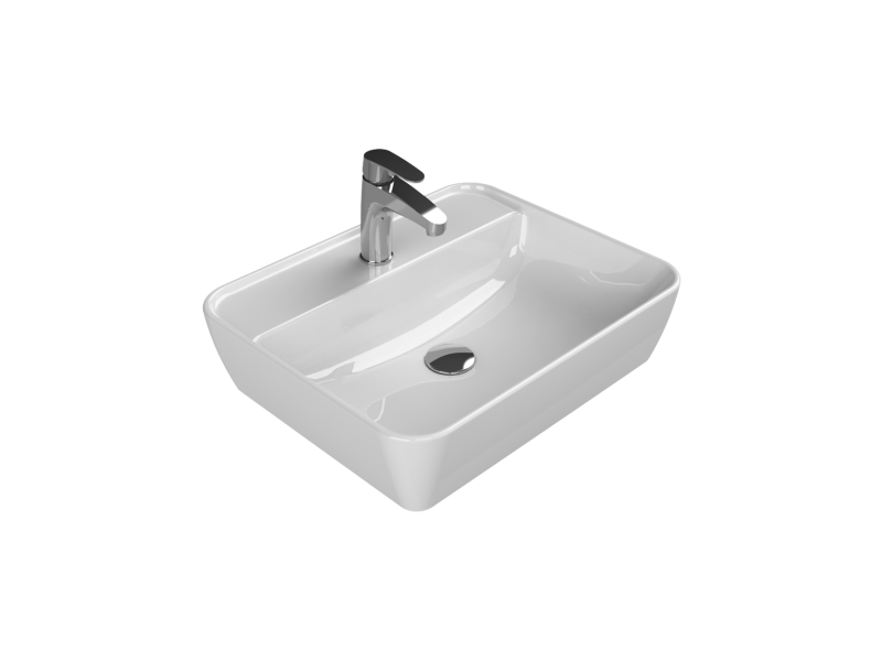 Tezgah Üstü Lavabo, One, 55x45 cm, Batarya Delikli