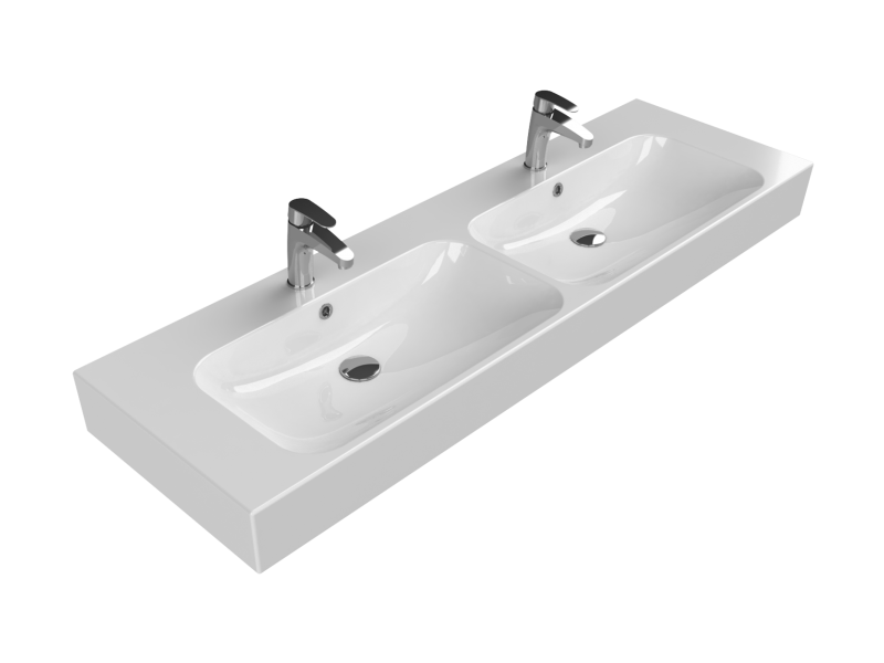 Etajerli Lavabo, Pinto, 150x47 cm (Çift Hazneli)