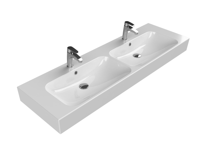 Etajerli Lavabo, Pinto, 150x47 cm (Çift Hazneli)