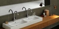 Etajerli Lavabo, Pinto, 150x47 cm (Çift Hazneli)