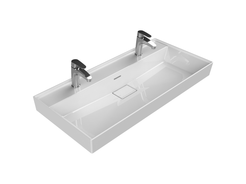 Etajerli Lavabo, Sharp, 100x48 cm (Çift Batarya Delikli)
