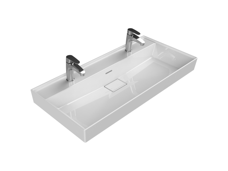 Etajerli Lavabo, Sharp, 100x48 cm (Çift Batarya Delikli)