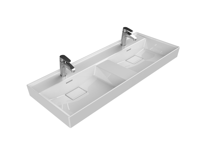 Etajerli Lavabo, Sharp, 120x48 cm (Çift Hazneli)