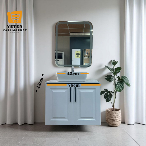 76*43 HİLTON LAVABO KUMLU DOKUNMATİKLİ LED AYNA