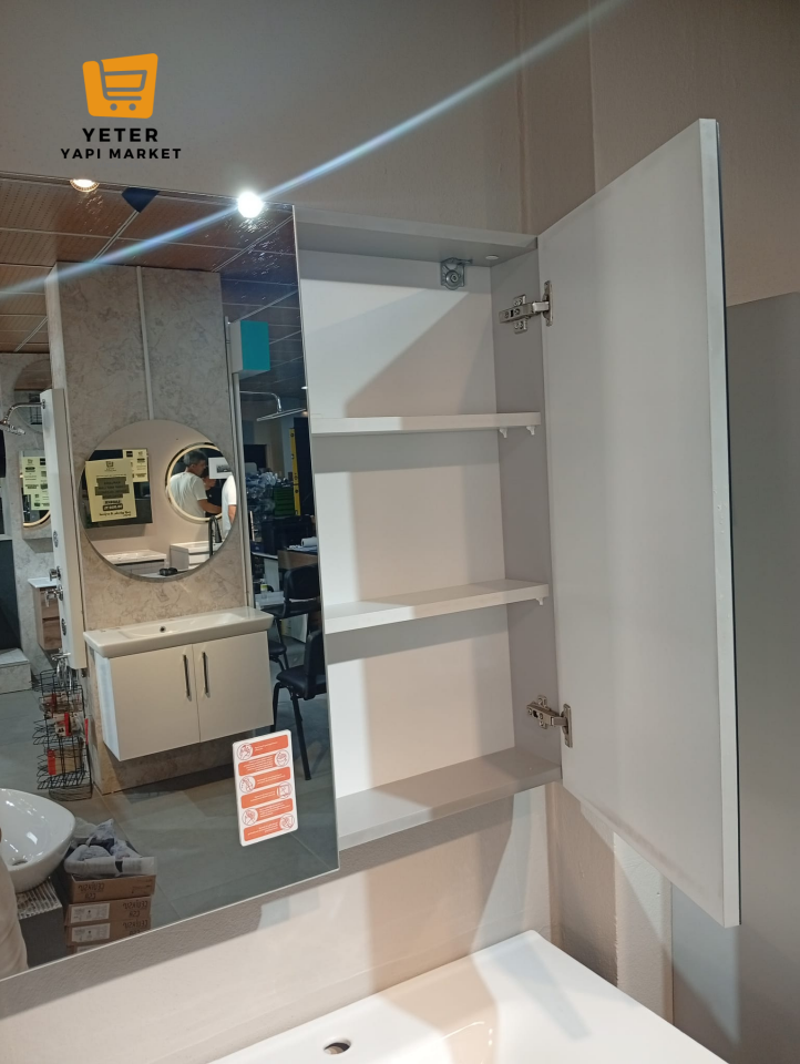 80*45 Cm Alt Modül  Aynalı Dolap Creavit Hilton Lavabo Seti