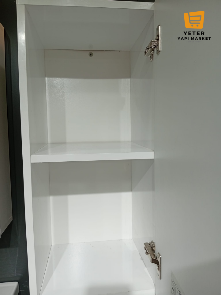 YETER Gerçek Membran 150x35 Banyo Boy Dolabı Beyaz İki Kapaklı
