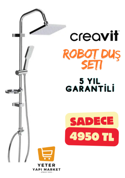 Creavit Robot Duş Seti Krom (Bataryasız)