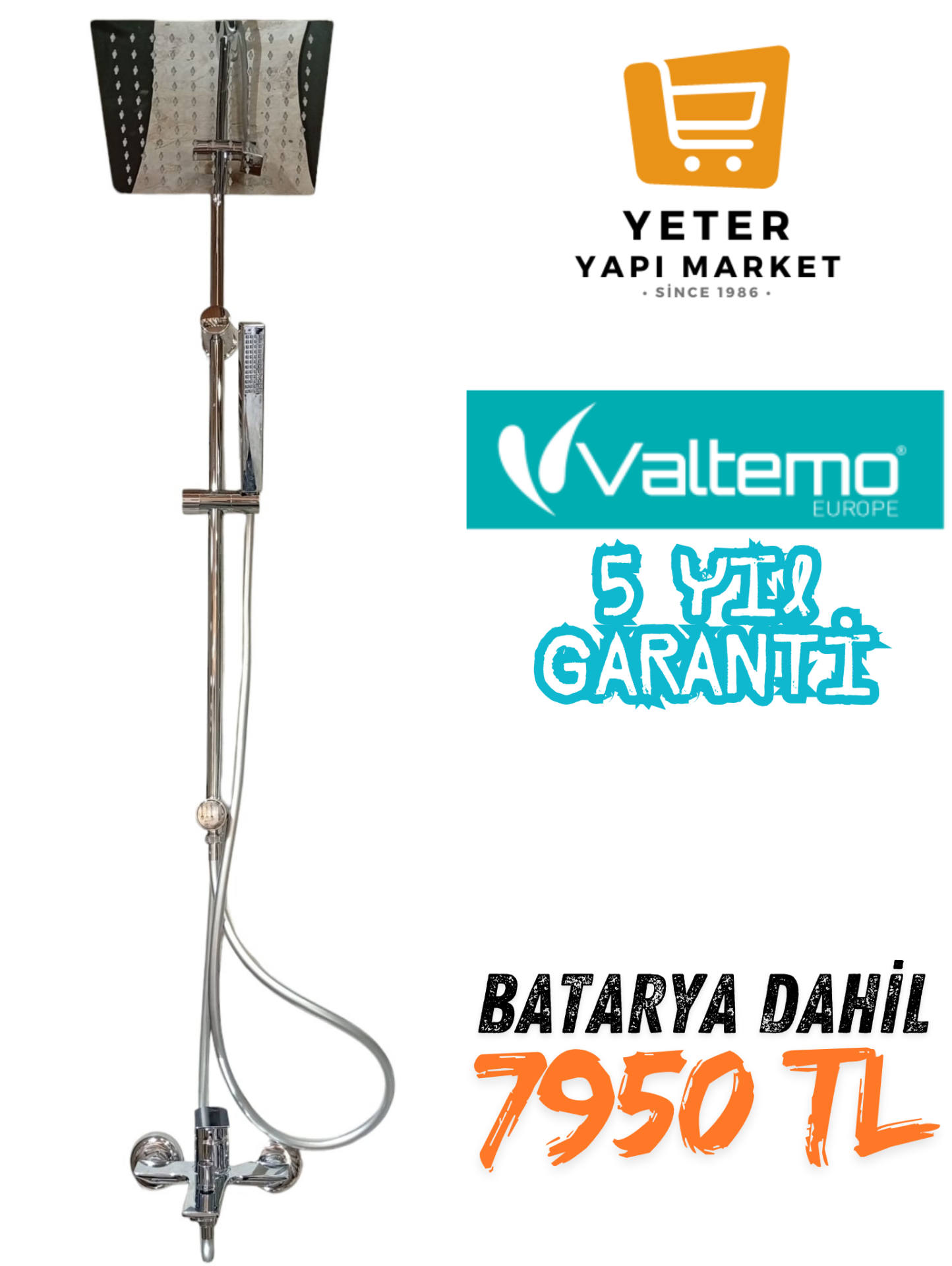Valtemo Robot Duş Seti Batarya Dahil