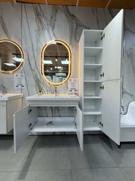 Duru Serisi Hilton Lavabo Takımı 80 Cm Led Ayna ve Boy Dolabı Dahil